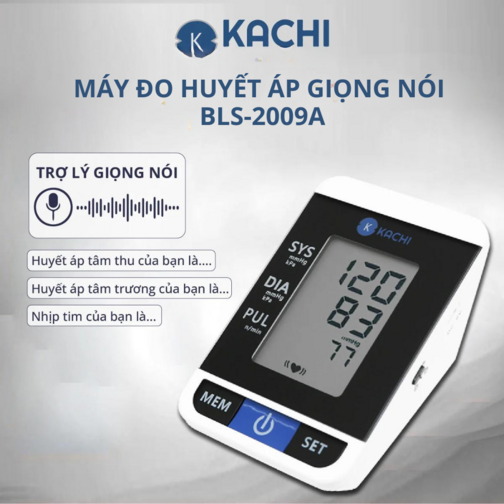 Máy đo huyết áp tự động có giọng nói tiếng việt, Bộ nhớ lưu 99 kết quả, cảnh báo khi rối loạn nhịp tim BLS-2009A